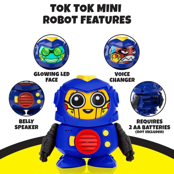 Robot interactivo Tok Tok 3 de juguete con diferentes caras y sonidos en azul