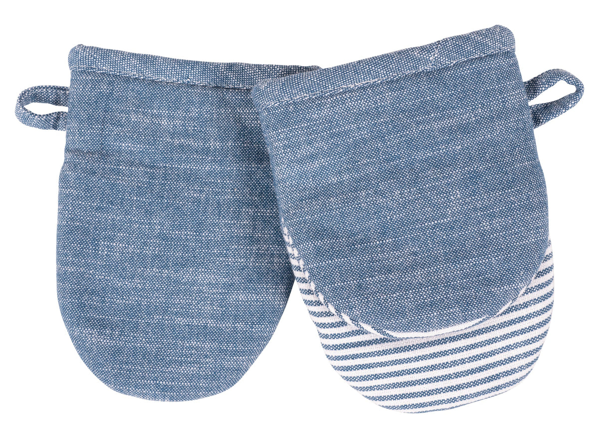 Strada Juego de 2 mini manoplas de cambray - 17,78 cm - Azul