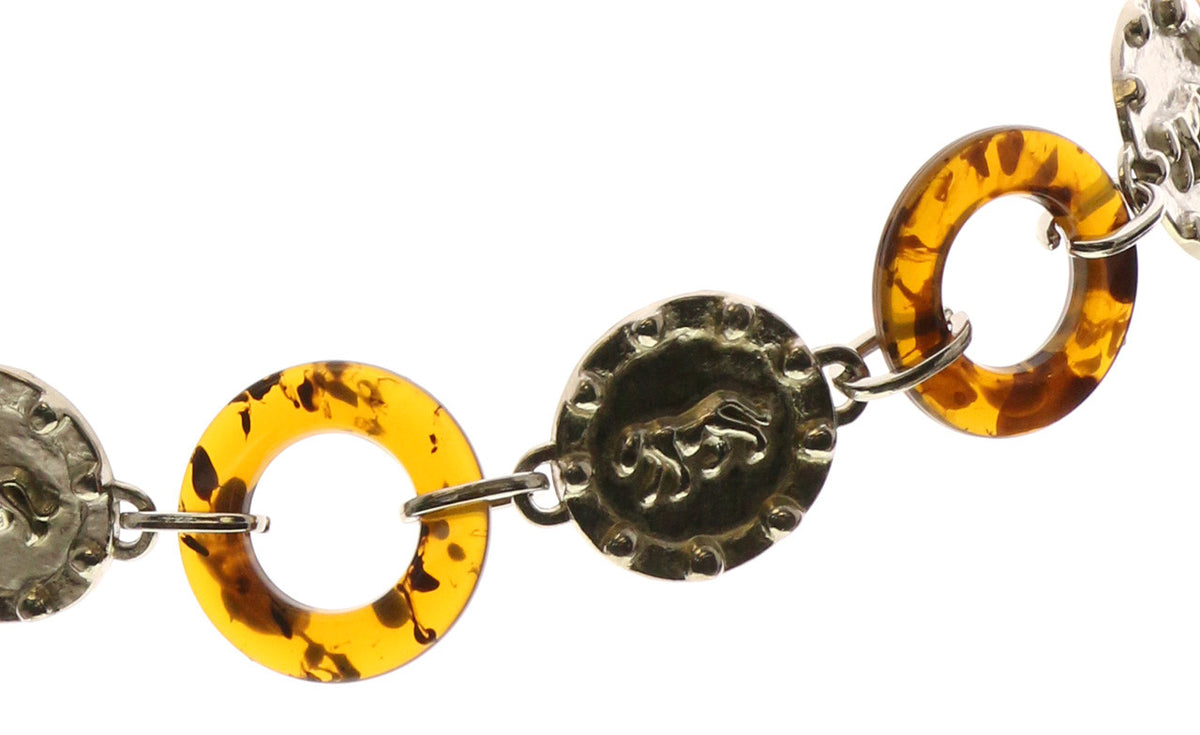 Cinturón Cadena de Moda Tono Plateado y Marrón