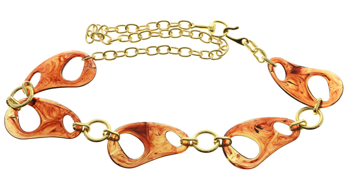 Cinturón de cadena de moda dorado y marrón
