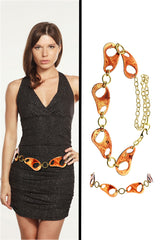 Cinturón de cadena de moda dorado y marrón