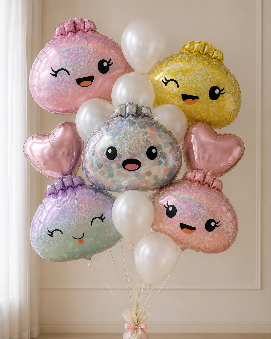 Wrinkle Bun Light Pink 22" Iridescent