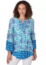Blusa Floral Ikat Azul Noche Multi - Ruby Rd