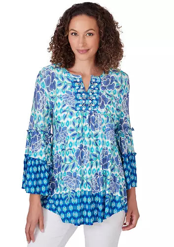 Blusa Floral Ikat Azul Noche Multi - Ruby Rd