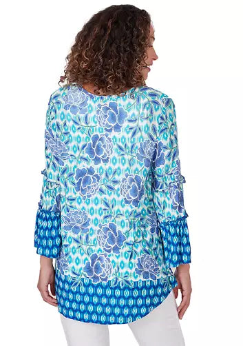 Blusa Floral Ikat Azul Noche Multi - Ruby Rd