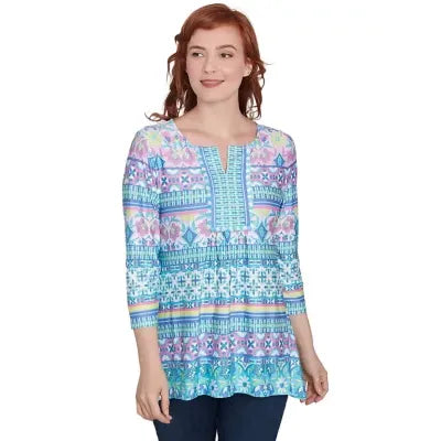 Escote Redondo con Estampado Floral a Rayas - Ruby Rd