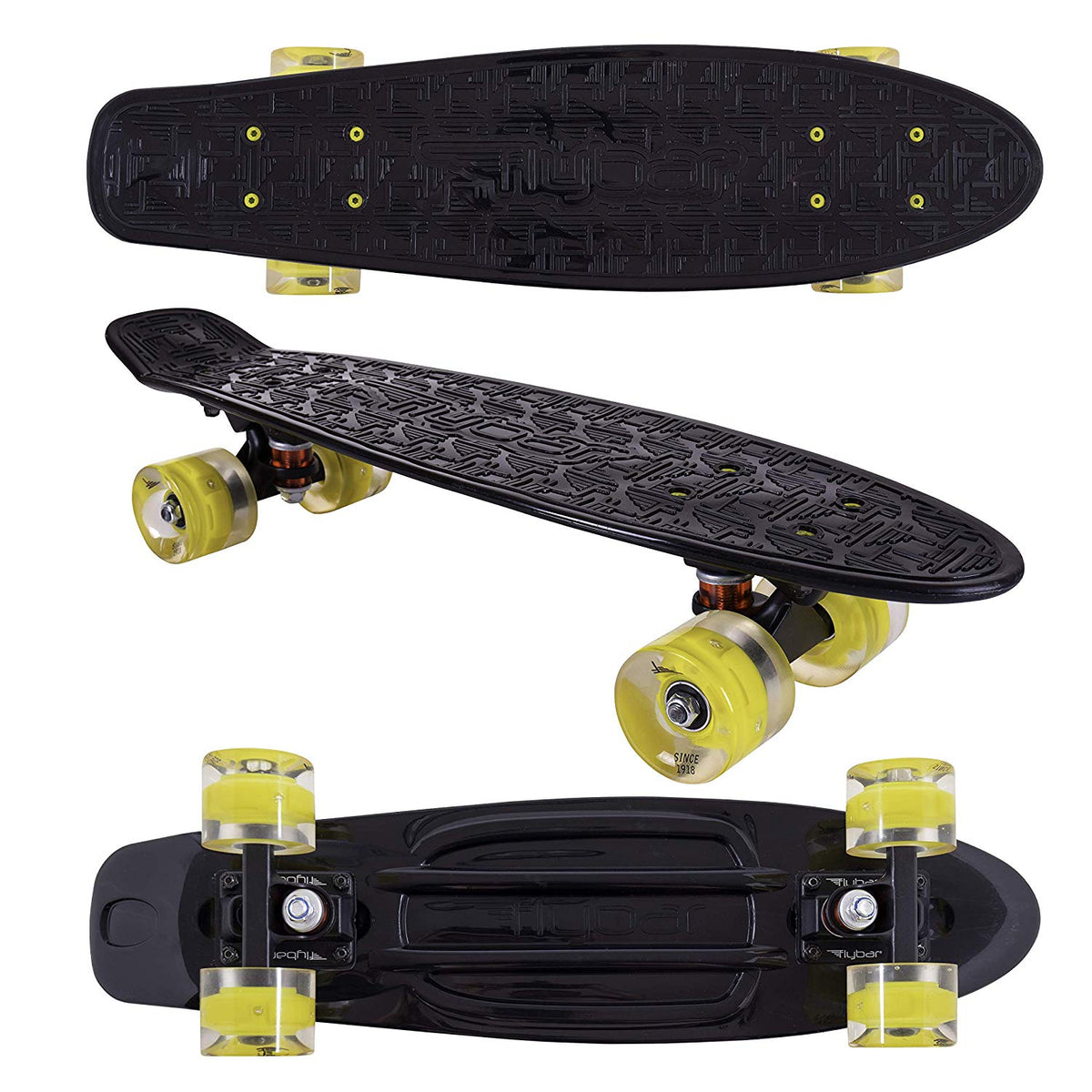 Flybar Wheels Skateboard Plástico Crucero led 22 Negro y Amarillo