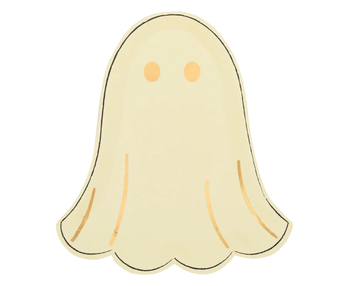 Plato de ensalada troquelado Boo Bold de 9" - Fantasma - Papel de oro