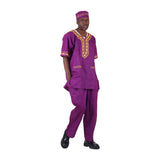 Conjunto de pantalón de manga corta Amare Gold en color morado