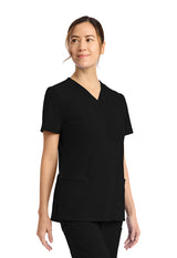 Top con cuello de pico y dos bolsillos - Negro