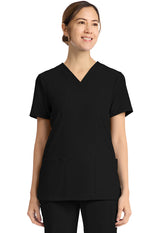 Top con cuello de pico y dos bolsillos - Negro