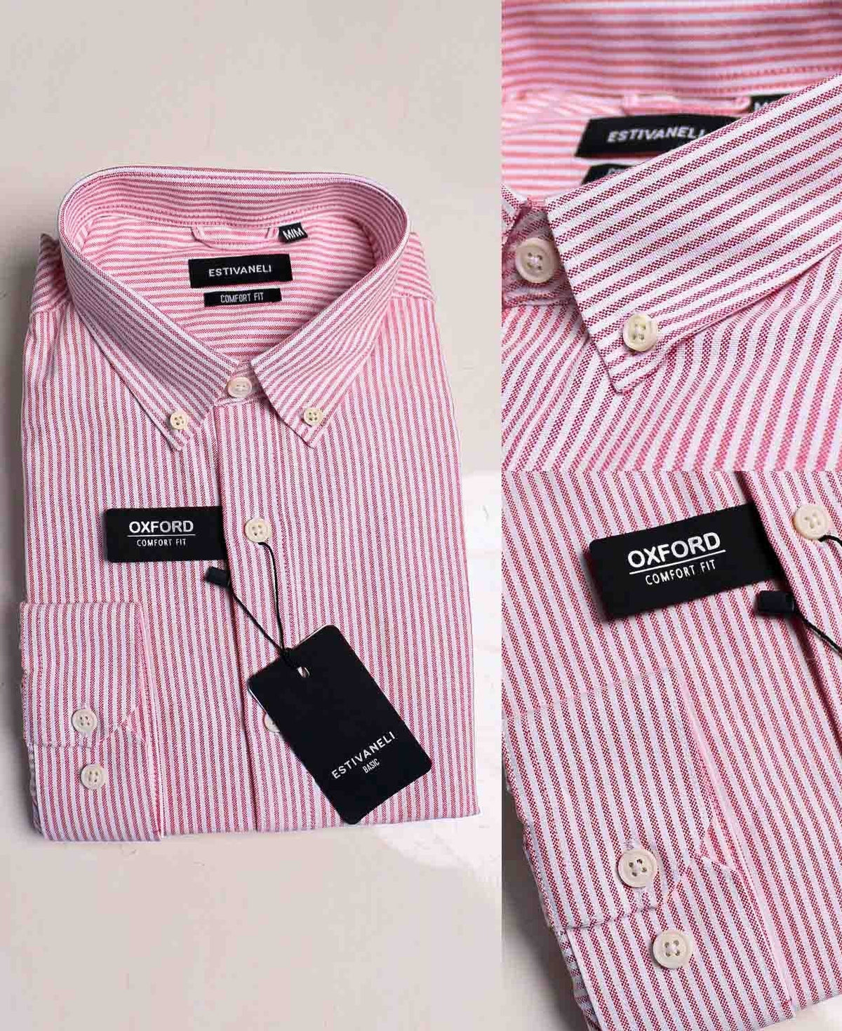 Camisa rosa a rayas blancas de caballero