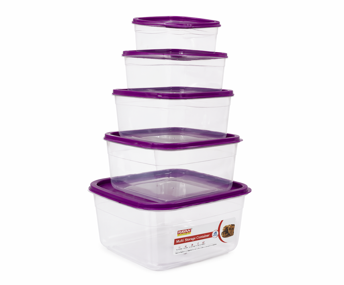Recipientes para alimentos 7 pzas transparentes - Morado