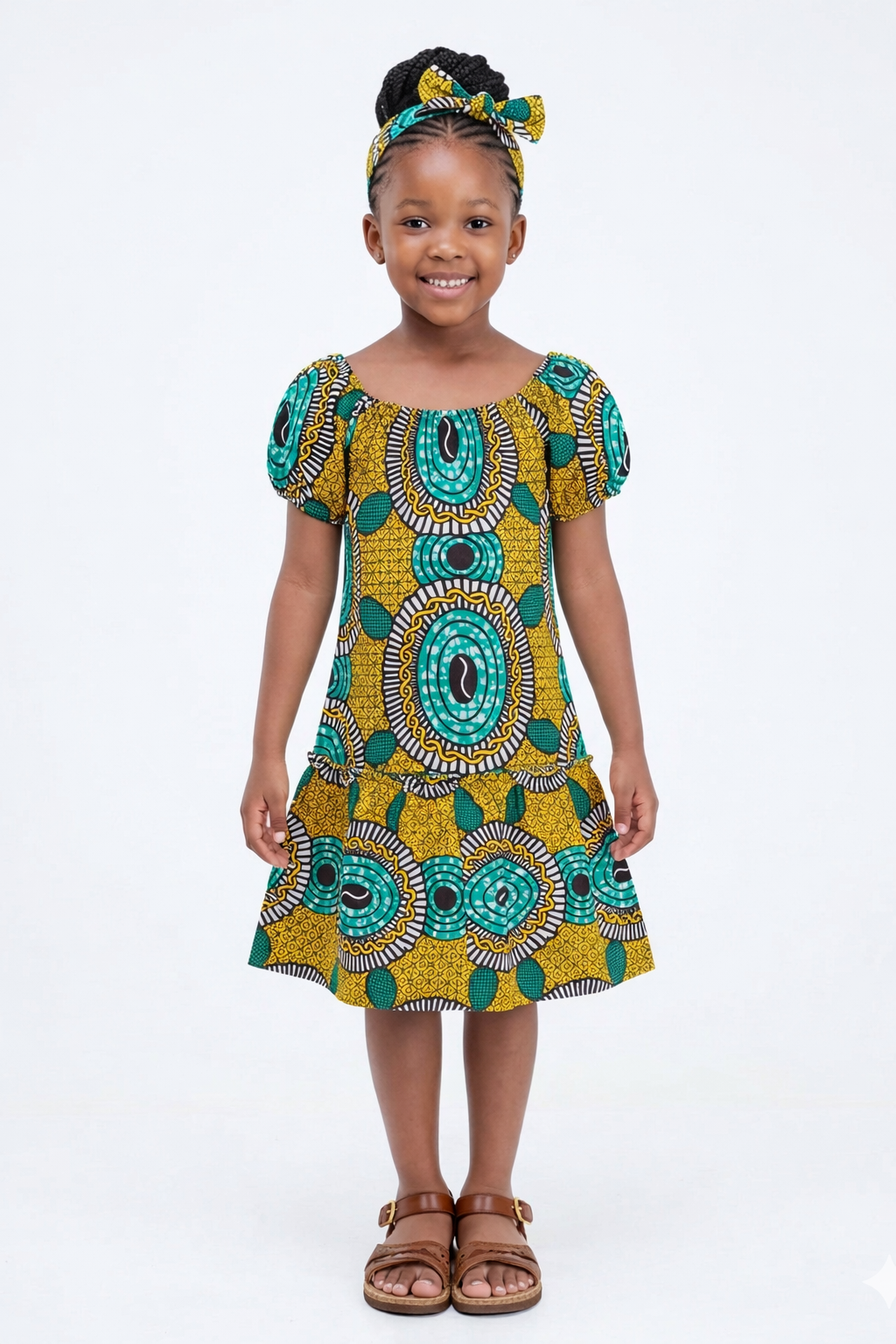 Vestido de niña amarillo-verde (etnia negra)