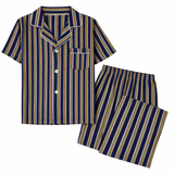 Men´s Pajama Short Sleeve w/ Long short Navy/Yellow Multicolor