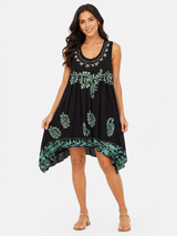 Tunic Short Black-Turquoise  Print - Etnia Negra