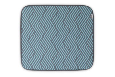 Labyrinth Dish Drying Mat Aqua / Grey