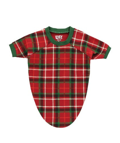Camisa de cuadros navideños para perro