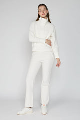 Quarter Zip Ribbed Sweatshirt Cream
