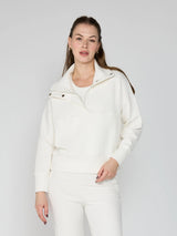 Quarter Zip Ribbed Sweatshirt Cream