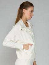 Quarter Zip Ribbed Sweatshirt Cream