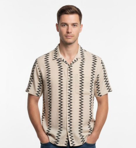 Camiseta Hombre con Estampado Crema - Zeox