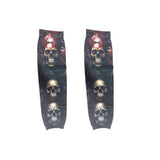 Mangas de tatuaje de Halloween deslizantes con estampado de calaveras espantosas apiladas