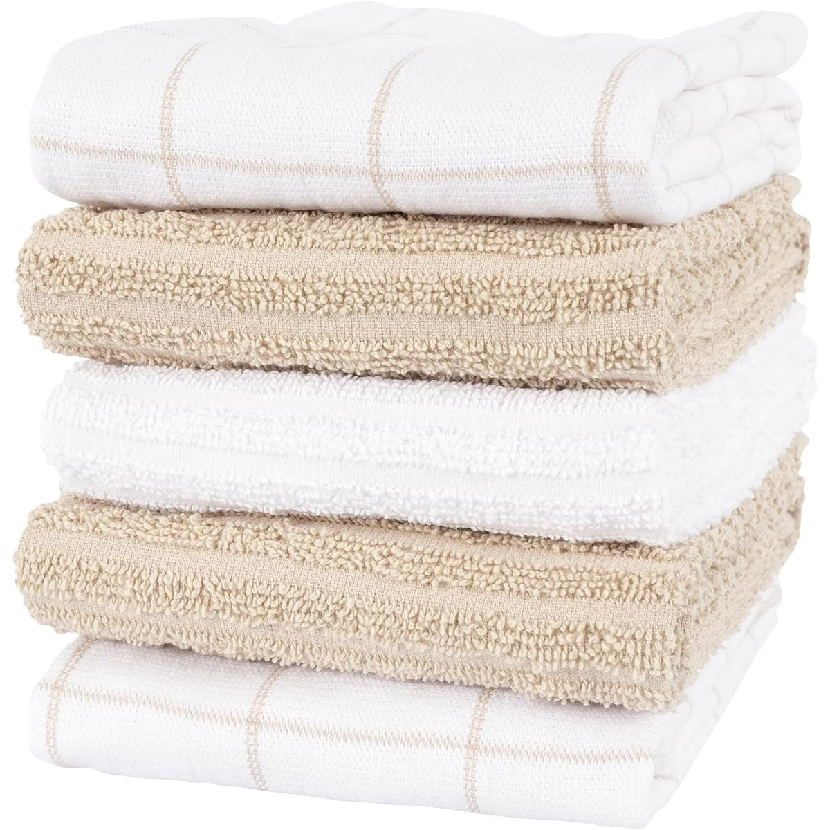 Juego de 5 toallas de rizo reversibles Beechwood - 40x71 cm - Topo