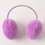Orejeras de piel sintética con pompón para niña, color morado
