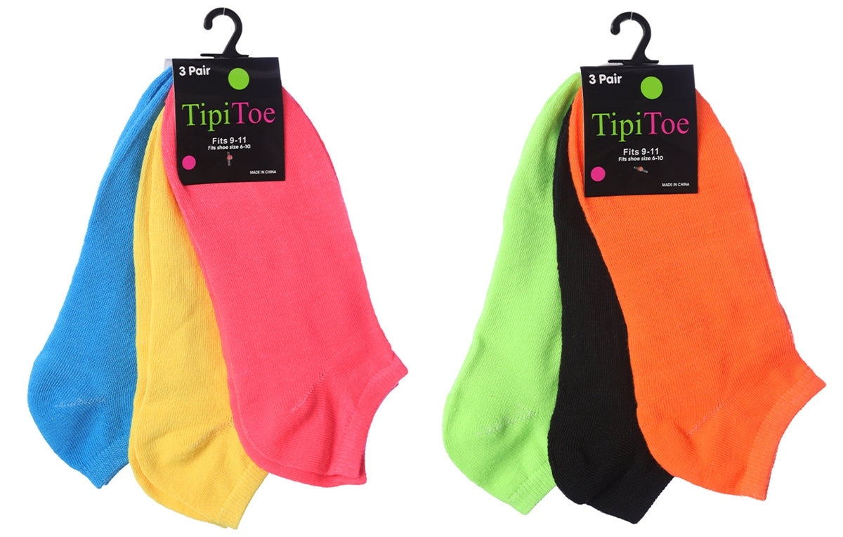 Paquete de 3 calcetines tobilleros de algodón lisos y lindos