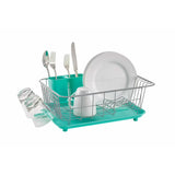 Escurreplatos compacto con cepillo para fregadero Frost, color cerceta