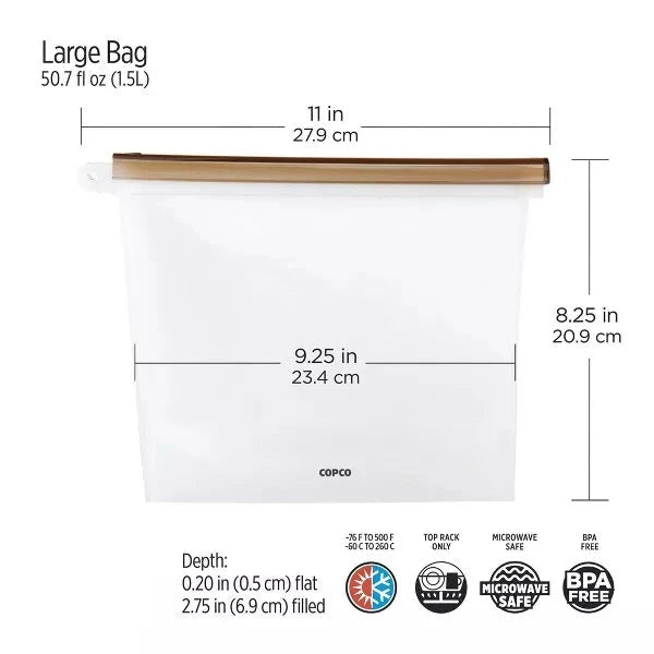 Bolsa de silicona grande reutilizable