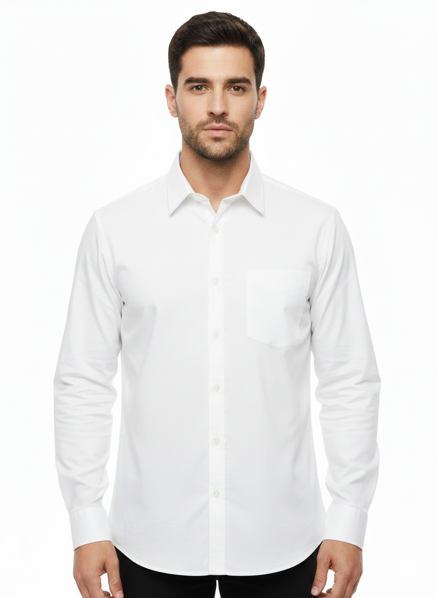 Camisa blanca de manga larga - Just Blu