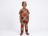 Conjunto Niño Flores Chocolate - Verde (Etnia Negra)