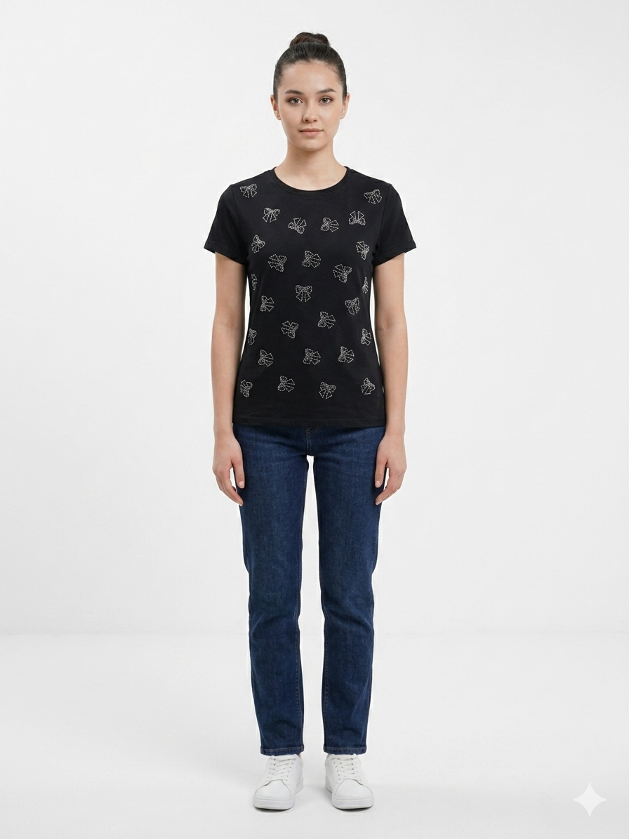 Diamantes Lazo Top Negro