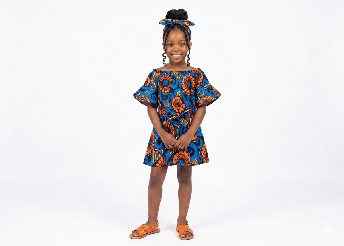 Dress for Girls - Blue and Orange (Black Ethnicity)