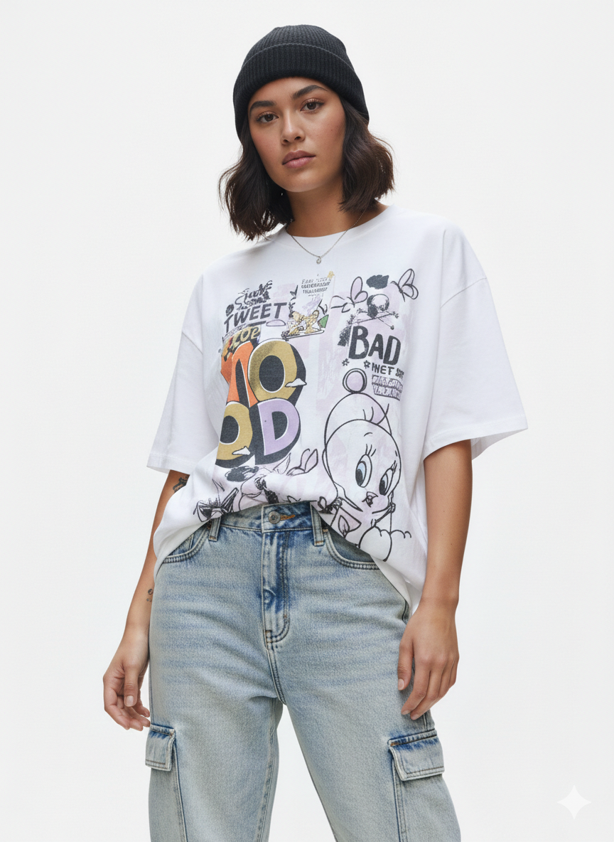 Tweety Boxy Crop T-Shirt Ivory
