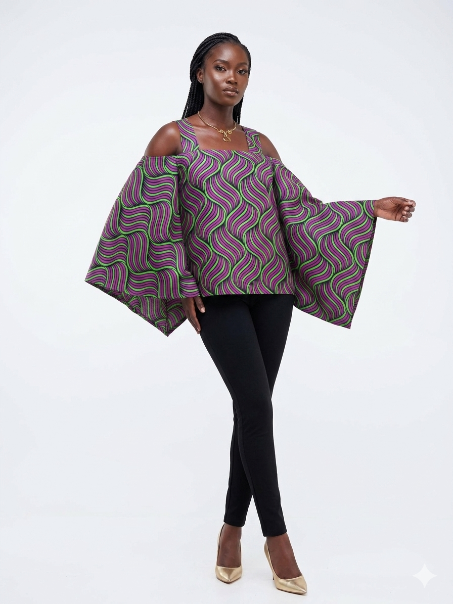 Blusa Estampado Multicolor Morado-Verde - Etnia Negra