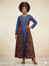 Vestido vaquero con parche estampado - Etnia Negra