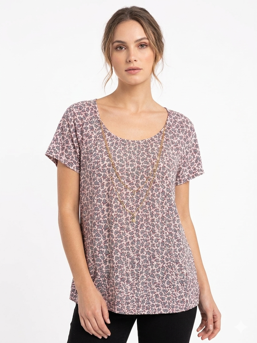 Blusa de cadena de dama Rosa con flores Rosada
