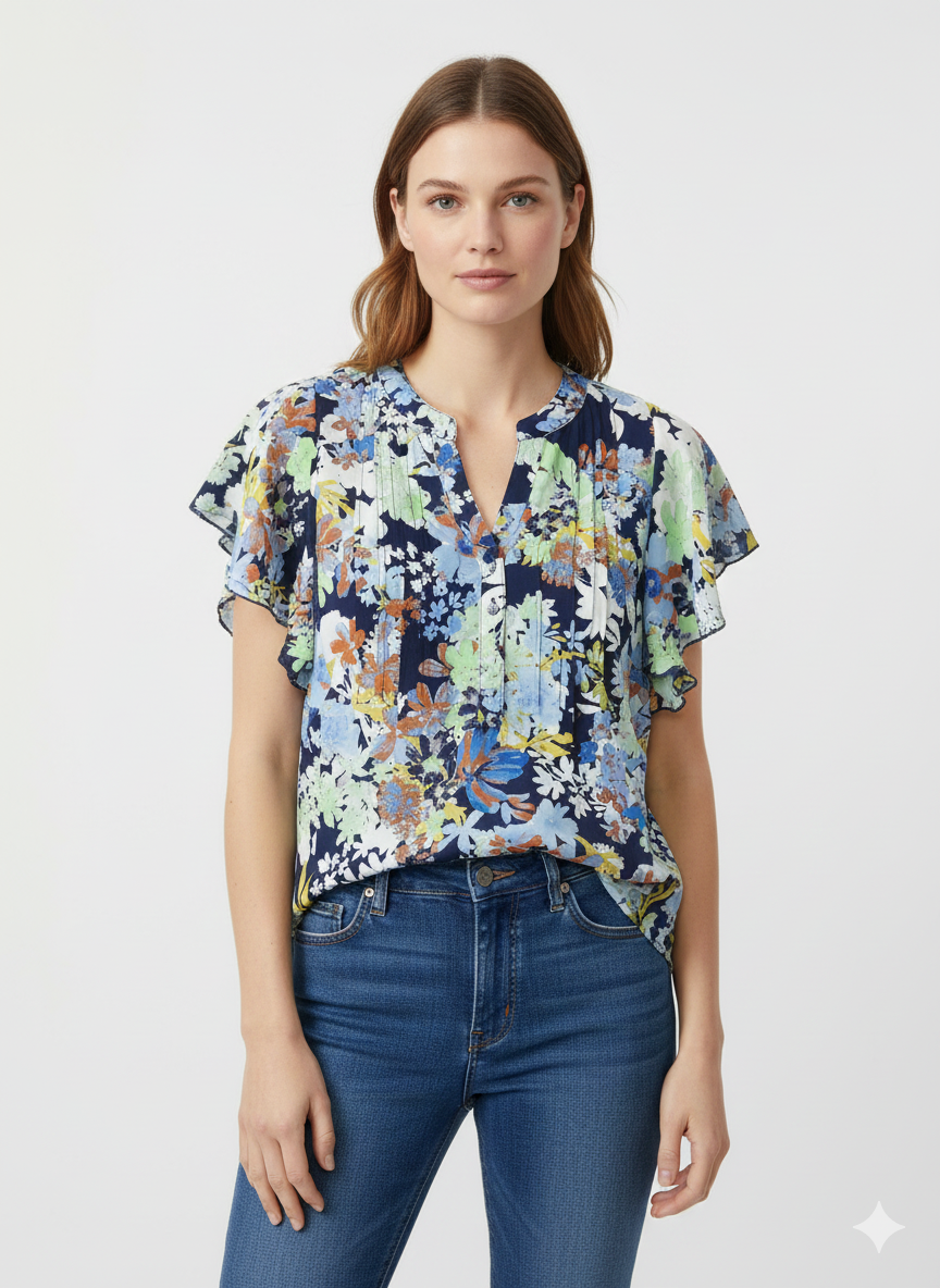Blusa Azul Marino/Naranja Náutica - Zac & Rachel