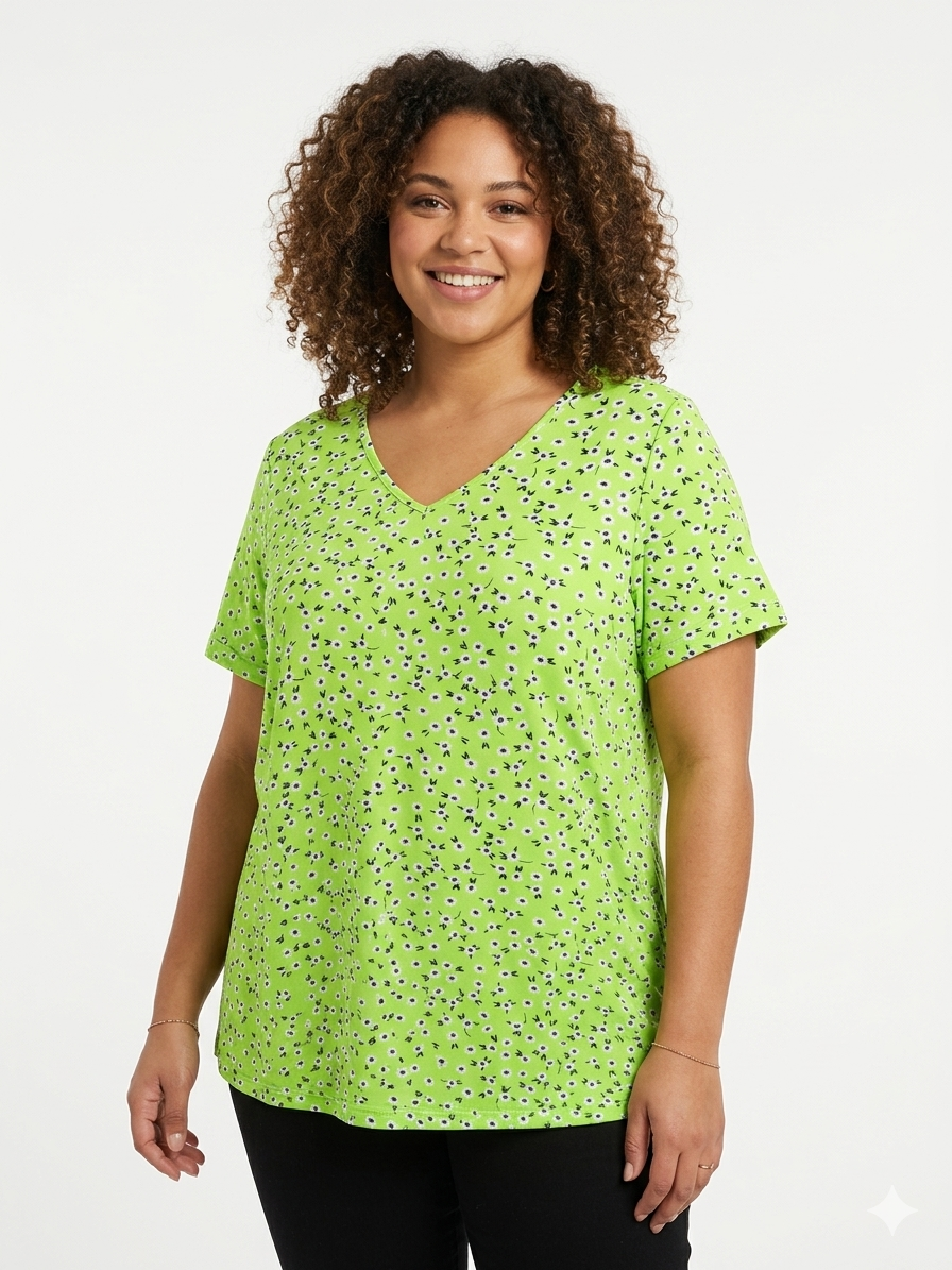 Blusas Verdes de Talla Grande para Dama con Flores