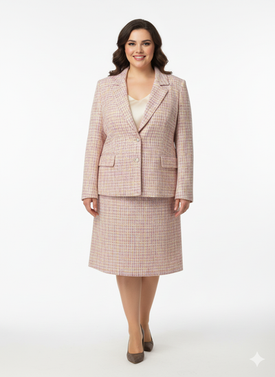 Traje de falda talla grande rosa/blanco multi - Nanette Lepore