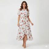 1PC Dress Beige/Red