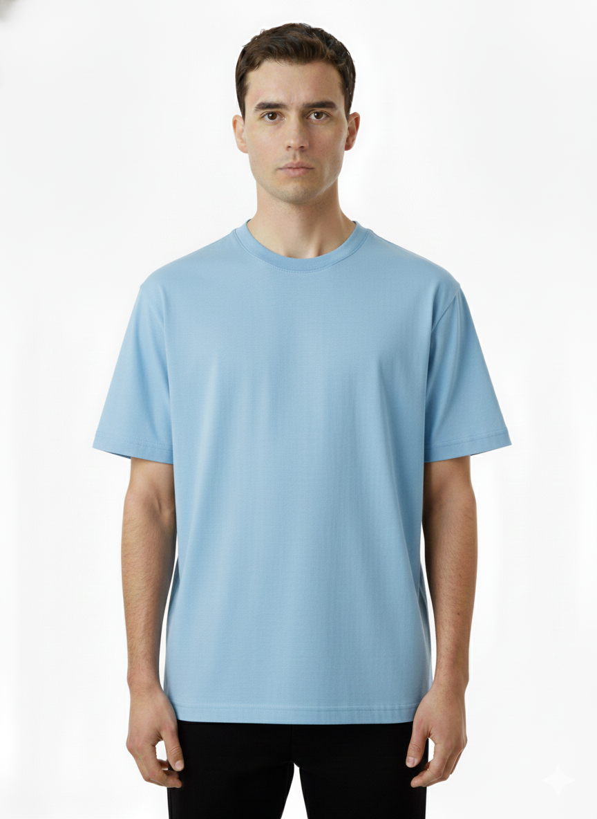 Camiseta de cuello redondo azul claro