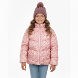 GWP Chaqueta acolchada con estampado de leopardo rosa suave