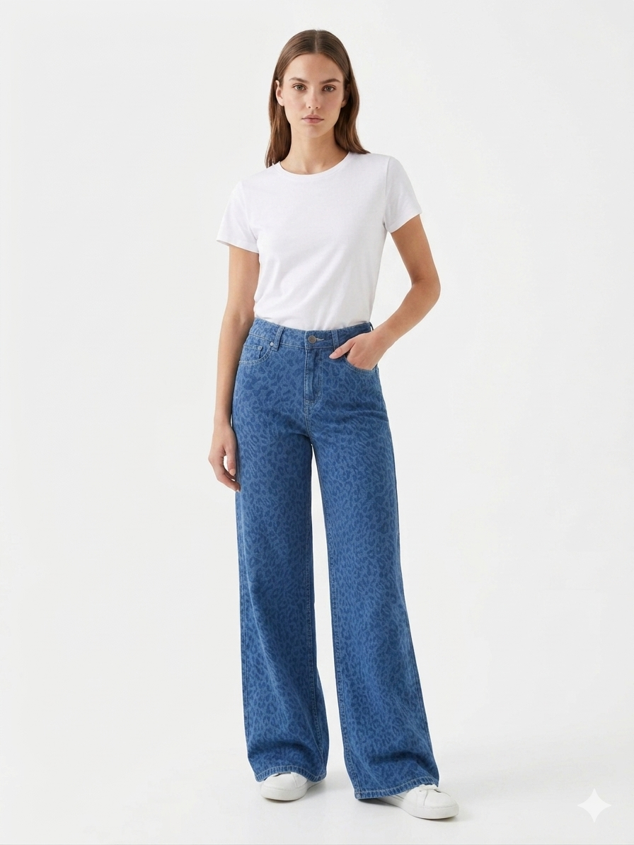Pantalón vaquero de leopardo