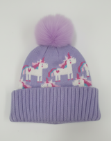 GORRO UNICORNIO CON PUÑO PARA NIÑAS PEQUEÑAS, MORADO