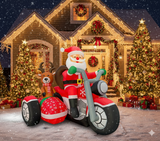 Papá Noel inflable de 1.95 m de largo en motocicleta con reno