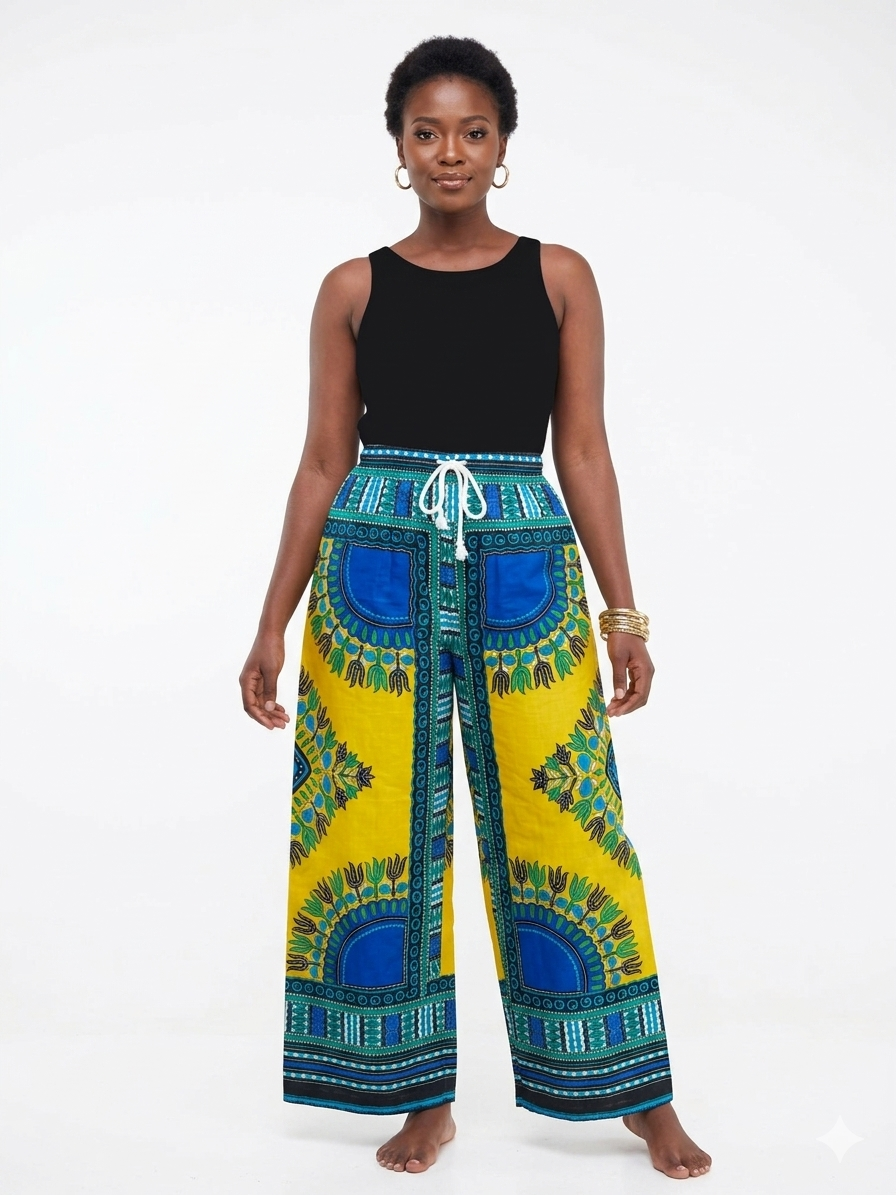 Pantalón Estampado Dashiki Amarillo-Pantalón - Etnia Negra